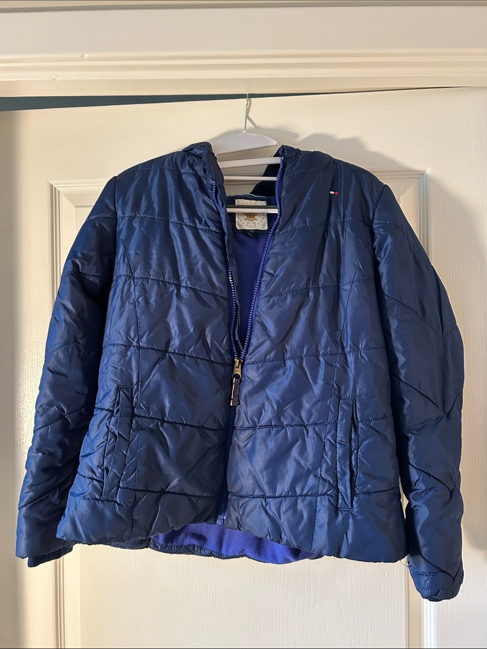 Tommy Hilfiger Navy Quilted Hooded Puffer Jacket Girls 16